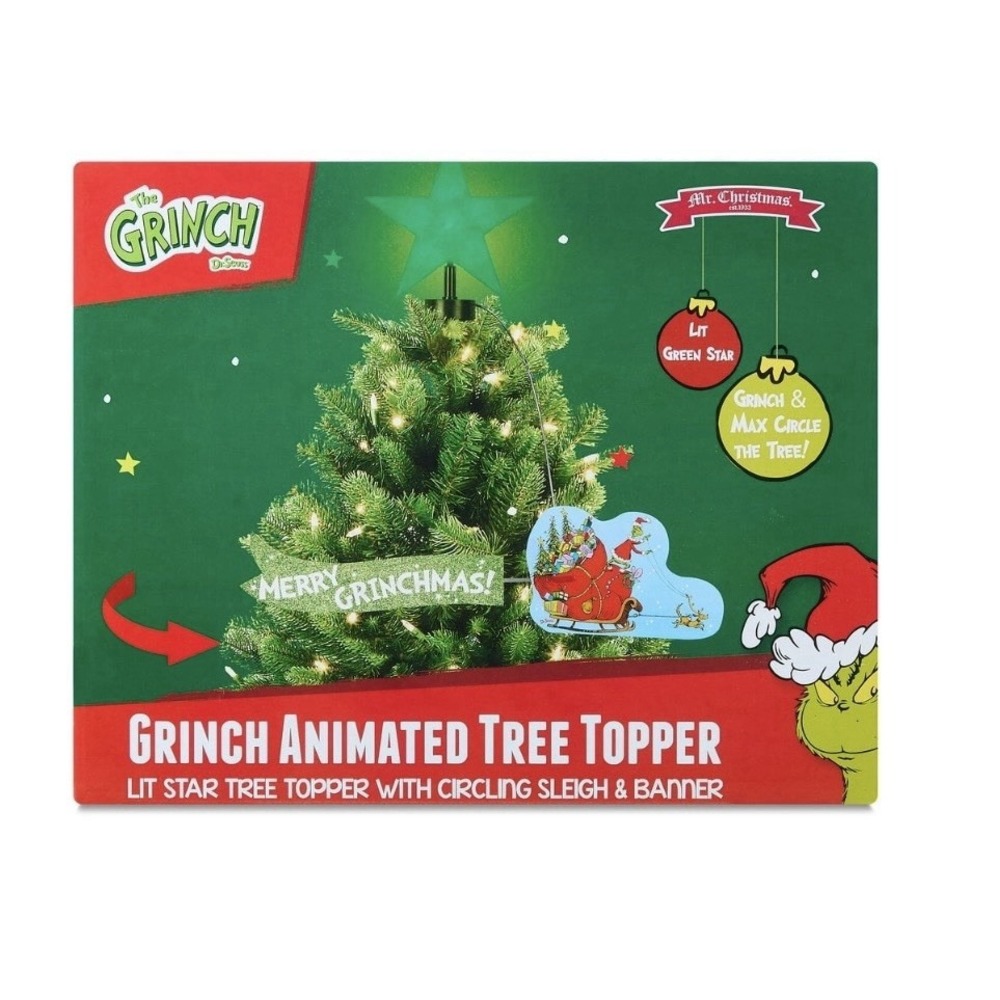 Mr. Christmas The Grinch Sleigh Animated Christmas Tree Topper‎ - NIB